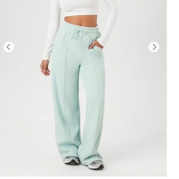 Forever 21 Mint Teal Wide-Leg Drawstring Sweatpants - Picture 2 of 11